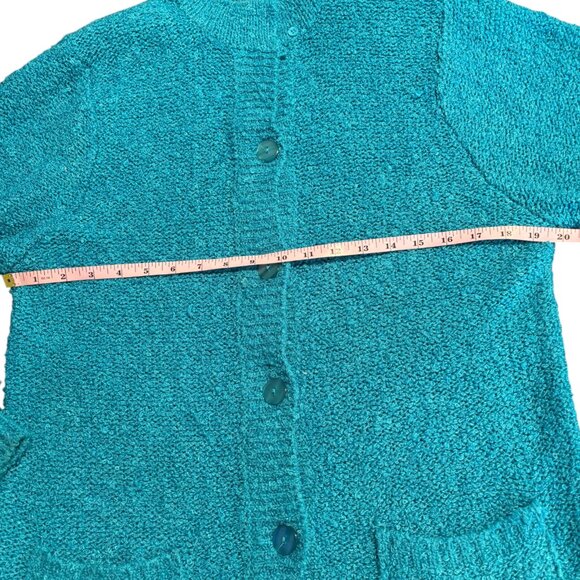 Joan Harper vintage chunky nubby blue button down cardigan sweater pockets sz S - Picture 8 of 9